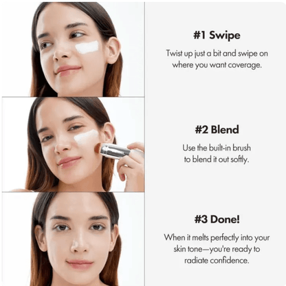 Color - Matching Collagen Foundation Stick with Built - In Brush – Perfect Shade, Flawless Skin - Cloffa